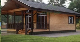 Проект одноэтажного дома из бруса с террасой - Строительство в Сибае от Строй-Сба от 136110 руб.
